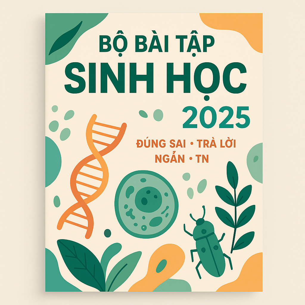 BỘ BÀI TẬP SINH HỌC 10 FORM 2025 - ĐÚNG SAI, TRẢ LỜI NGẮN, TN (Dùng chung 3 sách)