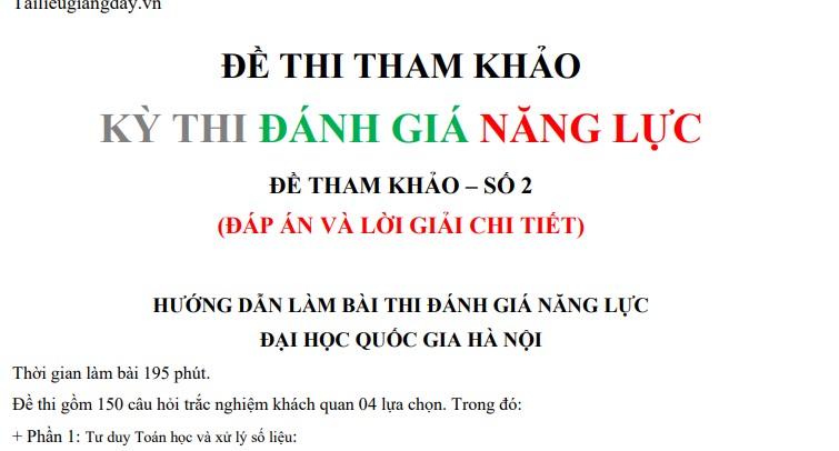 Luyện tập thi thử ĐGNL ĐHQG HN - 2026 - Tiếng Anh - Đề 2 - có lời giải