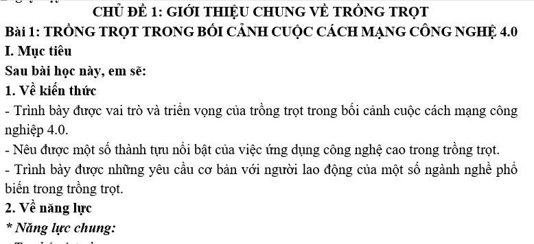 Kế hoạch bài dạy Công nghệ 10 (CNNN) - Bộ Cánh diều