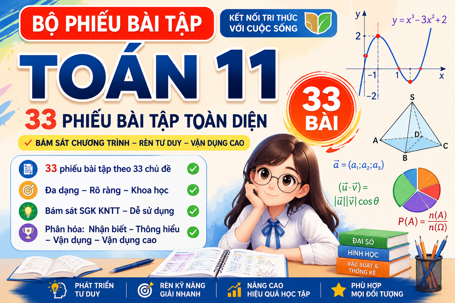 PDF - BỘ PHIẾU BÀI TẬP TOÁN 11 KNTT (33 BÀI)