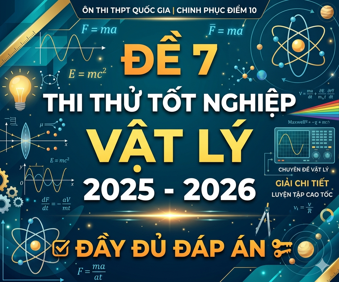 ĐỀ 7 THI THỬ TỐT NGHIỆP VẬT LÝ  2025 -2026ĐẦY ĐỦ ĐÁP ÁN