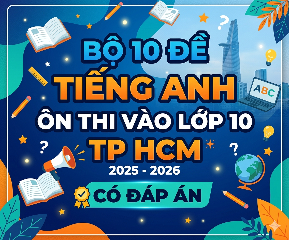 Bộ 10 đề Tiếng anh ôn thi vào lớp 10 TP HCM 2025-2026 có đáp án