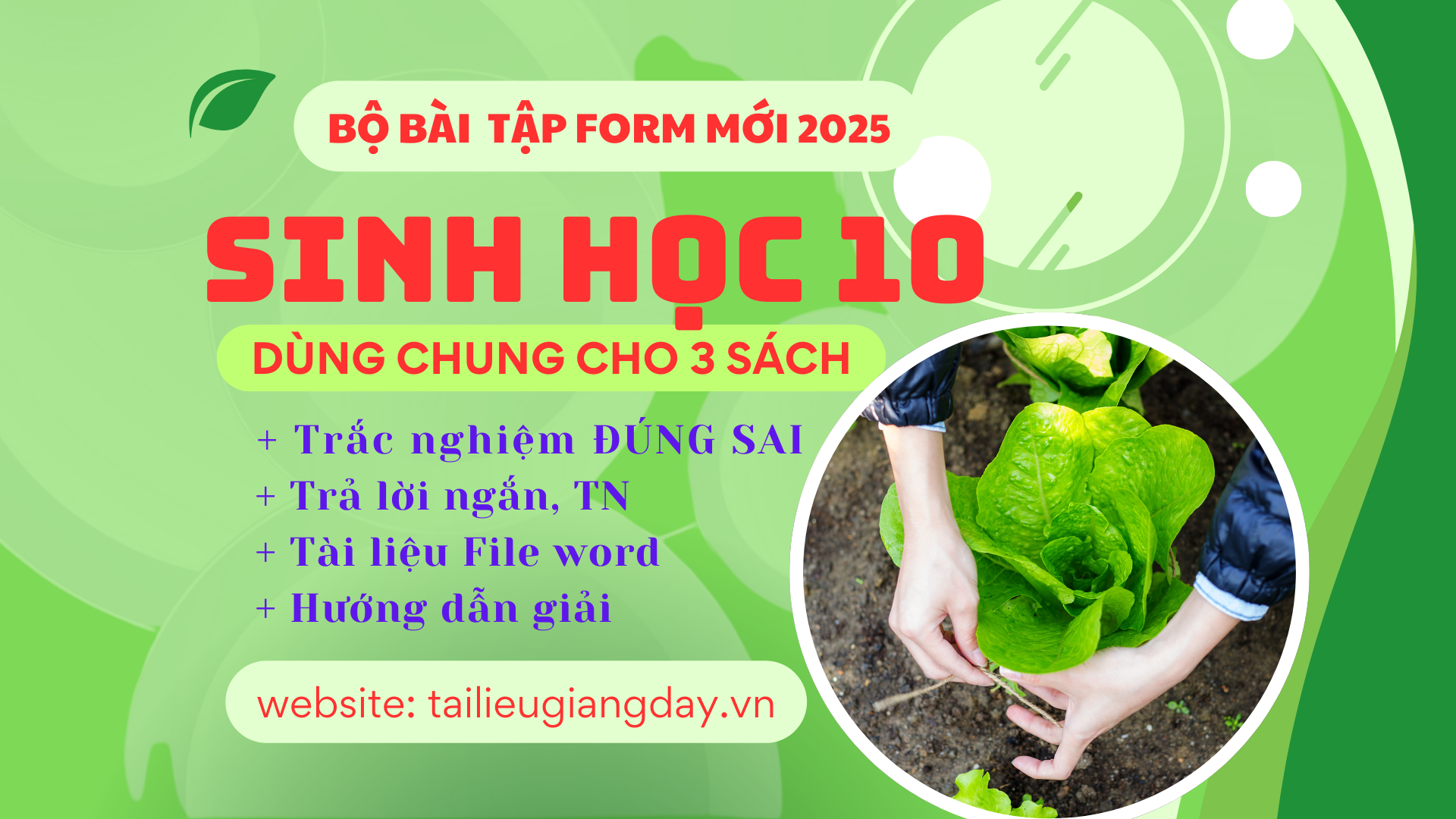 BỘ BÀI TẬP SINH HỌC 10 FORM MỚI 2025 ĐÚNG SAI, TRẢ LỜI NGẮN, TN (Dùng chung 3 sách)