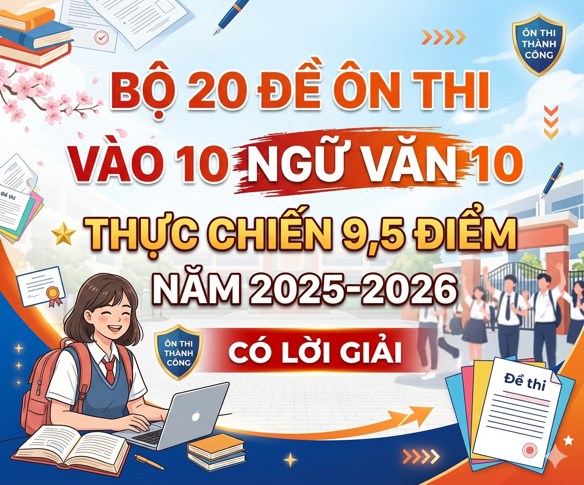 Bộ 20 Đề ôn thi vào 10 Ngữ văn 10 - Thực chiến 9,5 điểm năm 2025-2026 Có lời giải