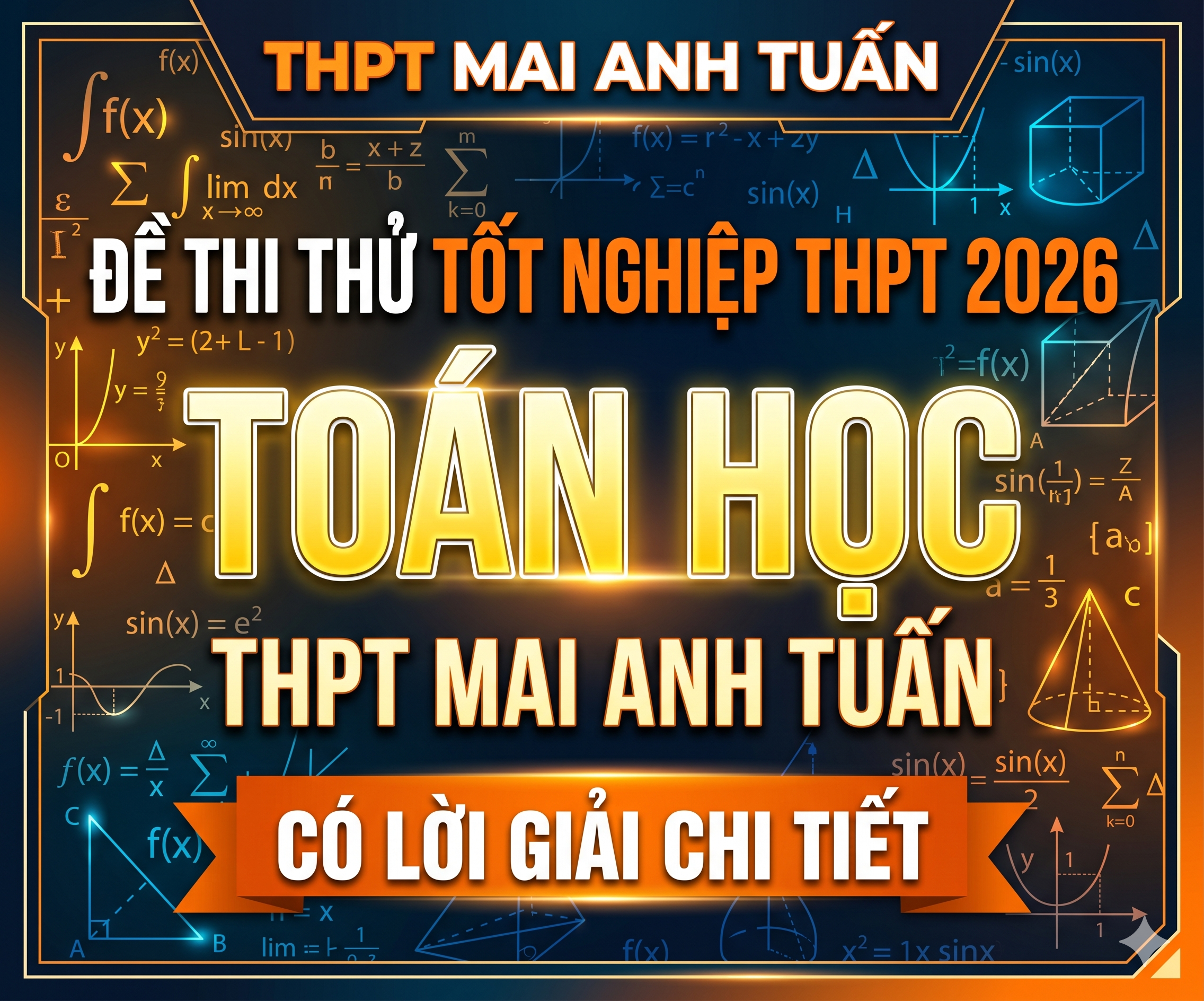 56. Đề thi thử tốt nghiệp THPT 2026 Toán học THPT Mai Anh Tuấn - có lời giải chi tiết