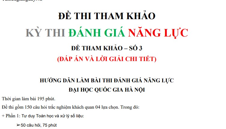 Luyện tâp thi thử ĐGNL ĐHQG HN - 2026 - Ngữ Văn - Có lời giải - Đề 3
