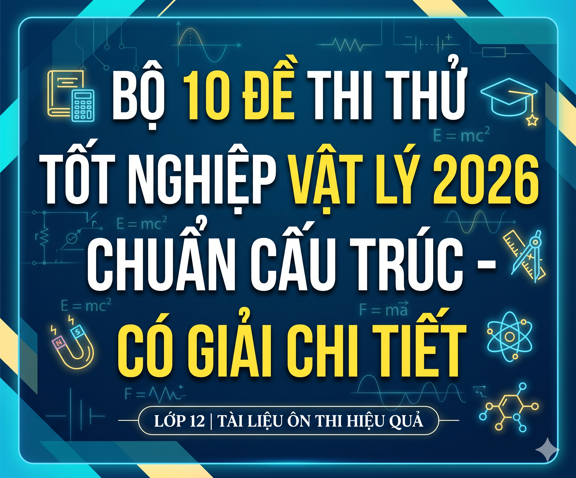 Bộ 10 Đề Thi Thử Tốt Nghiệp Vật Lý 2026 Chuẩn Cấu Trúc – Có Giải Chi Tiết