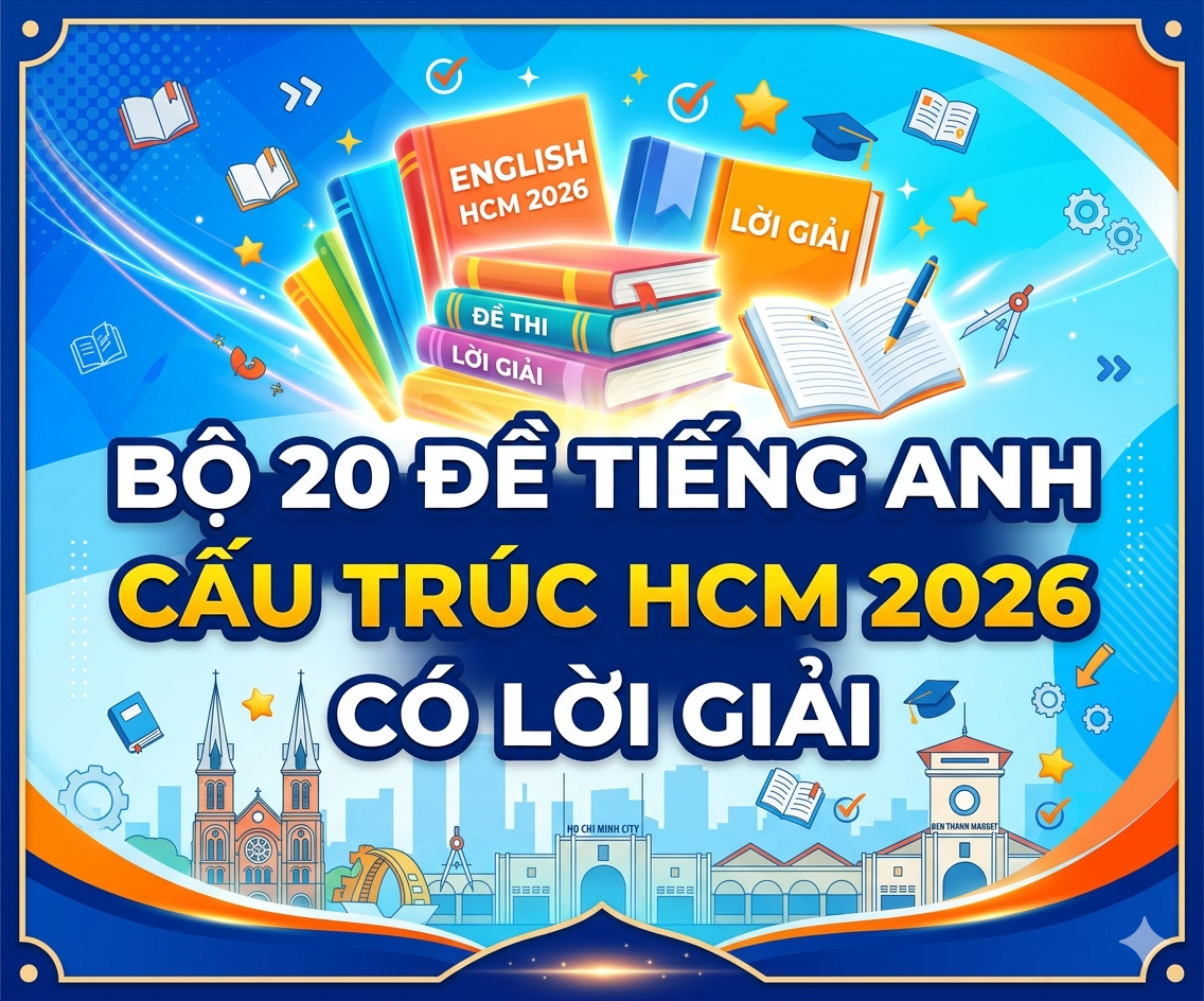 Bộ 20 đề tiếng anh cấu trúc HCM 2026  có lời giải