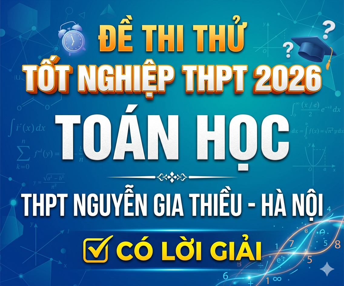 34. Đề thi thử tốt nghiệp THPT 2026 Toán học THPT Nguyễn Gia Thiều - Hà Nội - có lời giải