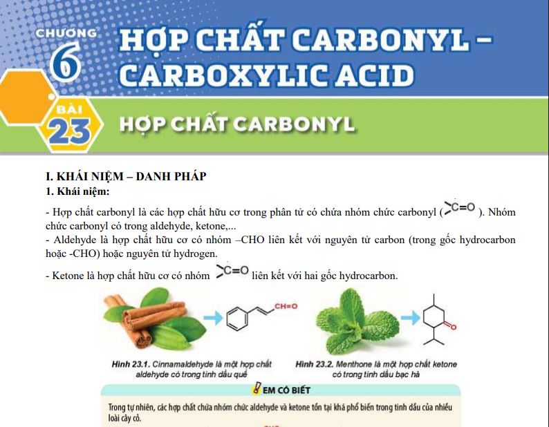 LÝ THUYẾT VÀ BÀI TẬP HỢP CHẤT CARBONYL - CARBOXYLIC ACID