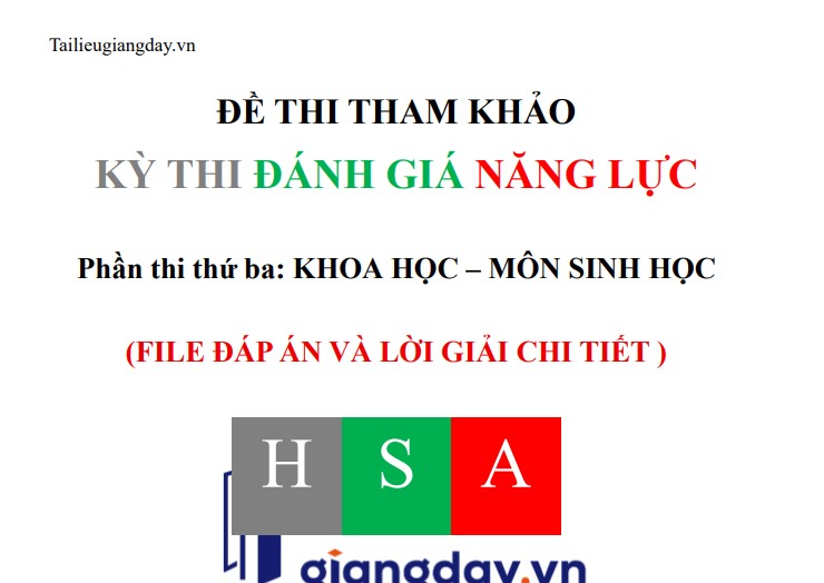 Đề luyện tập thi thử ĐGNL ĐHQG HN 2026 - Sinh Học - Có lời giải - Đề 4
