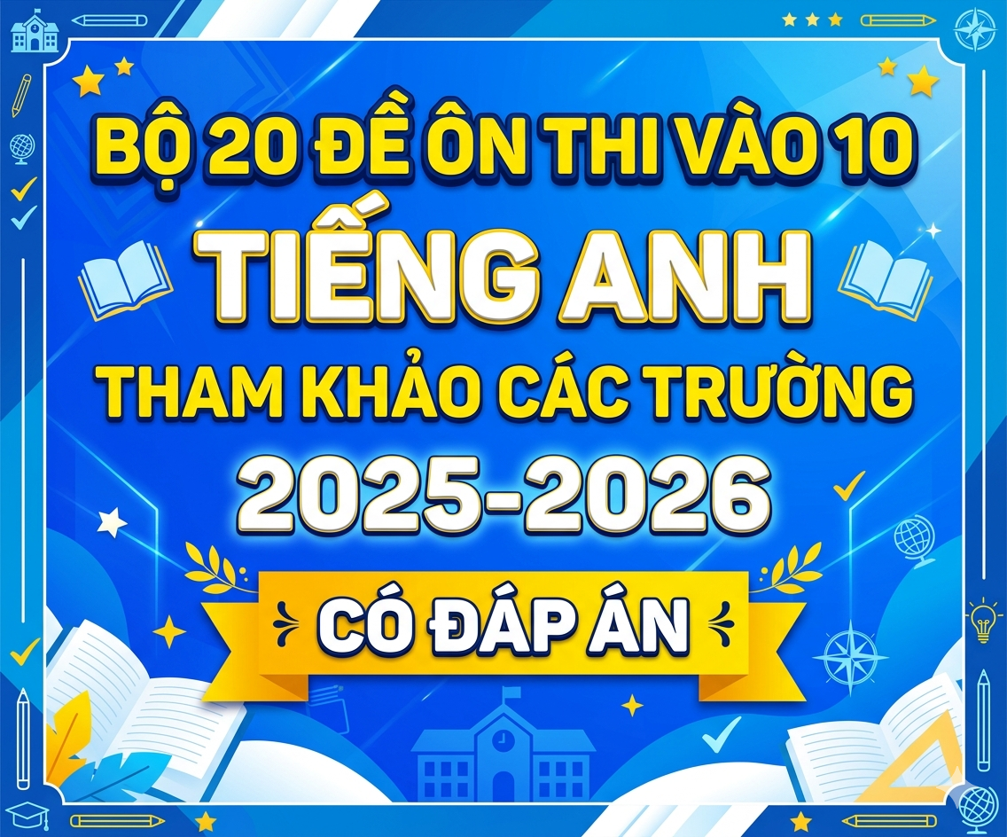 Bộ 20 đề ôn thi vào 10 Tiếng anh tham khảo các trường 2025-2026 có đáp án